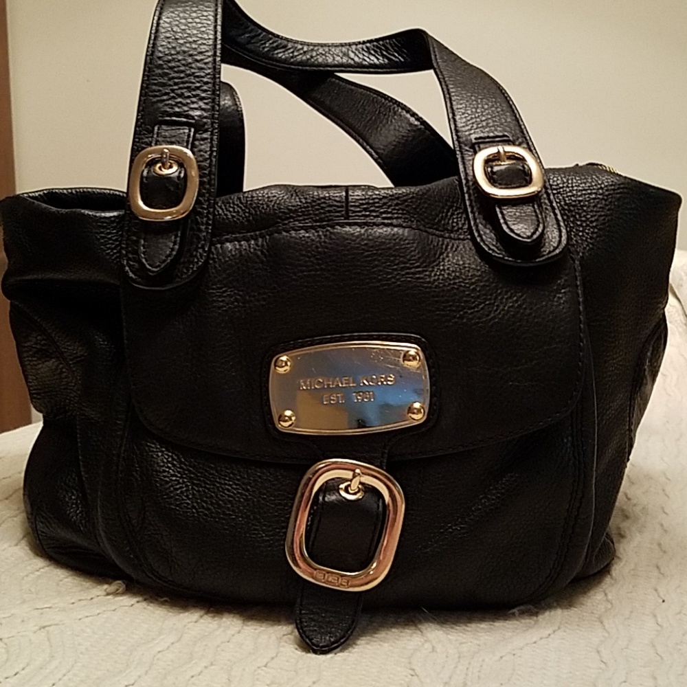 Michael Kors Black Leather Hudson Satchel